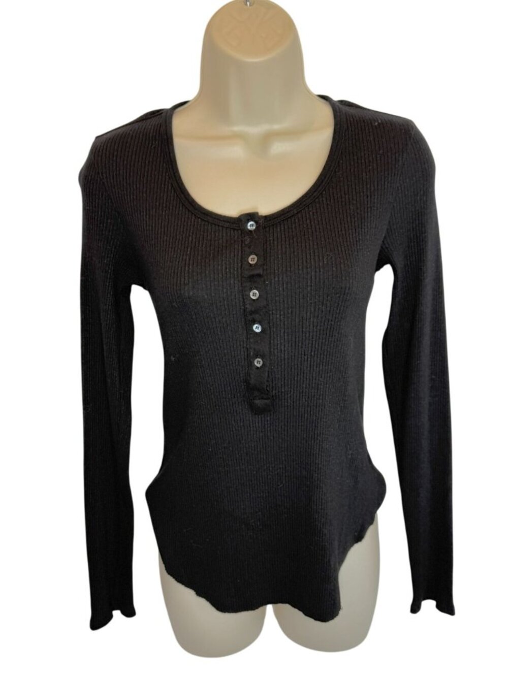 Xirena Ribbed Long sleeve Black tee - Size S